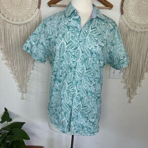 Michael Brandon Aqua Green and White Casual Button Down Shirt Mens Medium